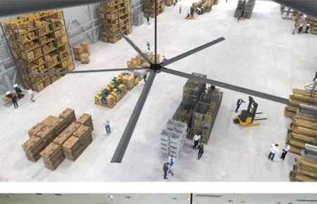 Dimostrazione delle dimensioni della ventola HVLS