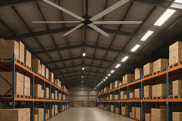 Paramètres du ventilateur HVLS dans l'entrepôt