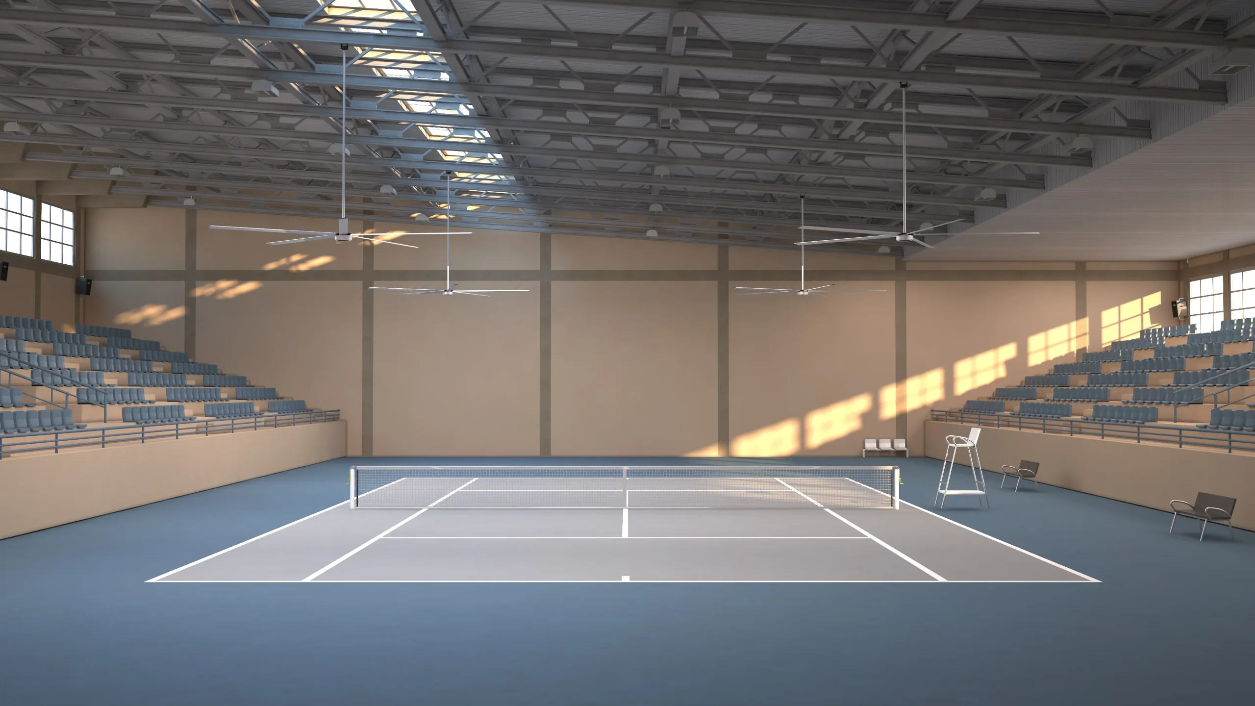 Ventilador HVLS em ambiente de ginásio