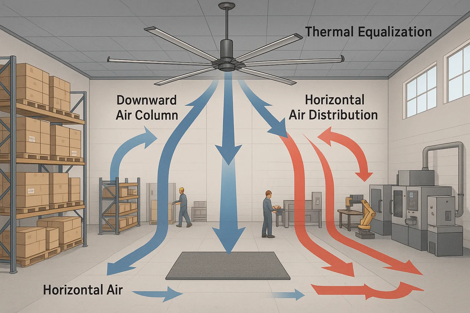 Come funzionano i ventilatori HVLS
